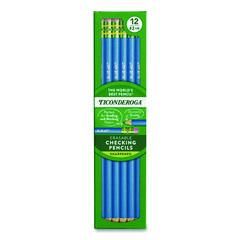 Ticonderoga® Erasable Colored Pencils, 2.6 mm, 2B (#2), Blue Lead, Blue Barrel, 12/Pack