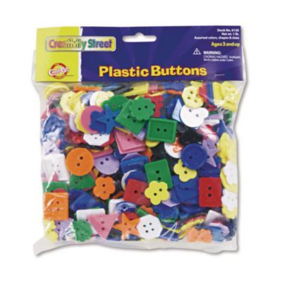 Creativity Street® Plastic Button Assortment, Assorted Sizes and Colors, 1 lb Bag