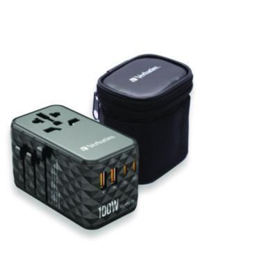 Verbatim® UTA-06 Gan III Universal Travel Adapter, (2) USB-A/(2) USB-C/Quick Charge 4+