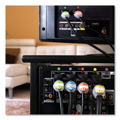 dotz® Cord ID Kit, (12) Regular and (12) Jumbo-Sized Cord Identifiers, (72) Color-Coded Stickers, (36) Identifier Inserts