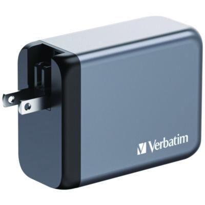 Verbatim® 200 W 4-Port GaN Wall Charger, Black/Gray