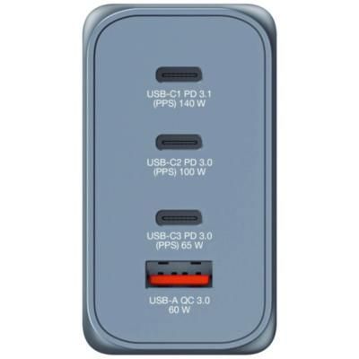 Verbatim® 240 W 4-Port GaN Wall Charger, Black/Gray