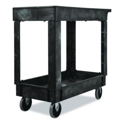 Rubbermaid® Commercial Heavy-Duty Flat-Handle Maintenance/Utility Cart, Plastic, 2 Shelves, 500 lb Capacity, 34.13
