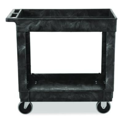 Rubbermaid® Commercial Heavy-Duty Flat-Handle Maintenance/Utility Cart, Plastic, 2 Shelves, 500 lb Capacity, 34.13