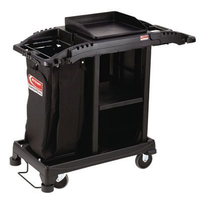 Suncast Commercial® Compact Standard Housekeeping Cart, Plastic, 1 Shelf, 23.25 Suncast Commercial® Compact Standard Housekeeping Cart, Plastic, 1 Shelf, 23.25" x 53.18" x 46.57", Black