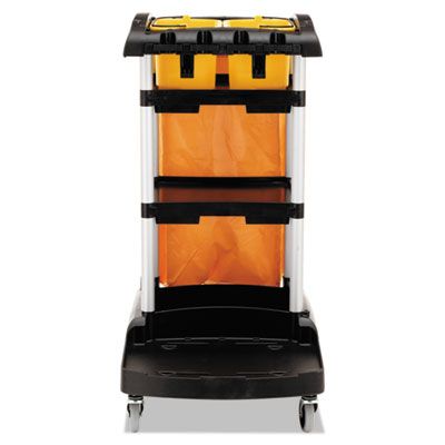 Rubbermaid® Commercial High Capacity Cleaning Cart, Plastic, 4 Shelves, 2 Bins, 21.75