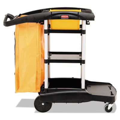Rubbermaid® Commercial High Capacity Cleaning Cart, Plastic, 4 Shelves, 2 Bins, 21.75