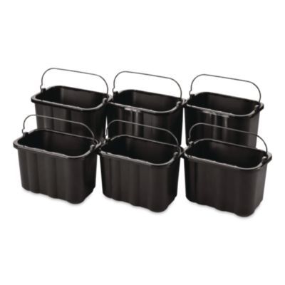 Rubbermaid® Commercial Heavy-Duty Cleaning Cart Caddy, 10 qt, Black, 6/Carton