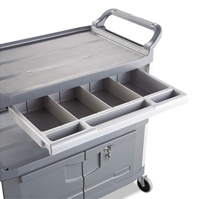 Rubbermaid® Commercial Xtra Instrument Cart with Locking Storage Area, Plastic, 3 Shelves, 300 lb Capacity, 20