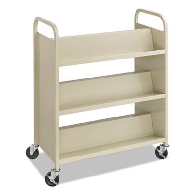 Safco® Steel Double-Sided Book Cart, Metal, 6 Shelves, 300 lb Capacity, 36