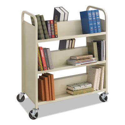 Safco® Steel Double-Sided Book Cart, Metal, 6 Shelves, 300 lb Capacity, 36