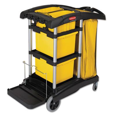 Rubbermaid® Commercial HYGEN™ HYGEN Microfiber Healthcare Cleaning Cart, Plastic, 3 Shelves, 5 Bins, 22