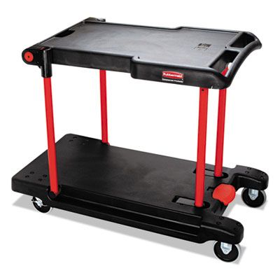 Rubbermaid® Commercial Convertible Utility Cart, Plastic, 2 Shelves, 400 lb Capacity, 23.88