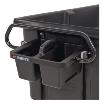 Rubbermaid® Commercial BRUTE Ergonomic Rotomolded Tilt Truck Handle and Caddy, 25.45 x 12.82 x 15, Black