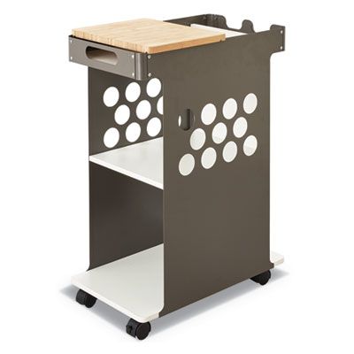 Safco® Mini Rolling Storage Cart, Metal, 3 Shelves, 1 Drawer, 200 lb Capacity, 29.75