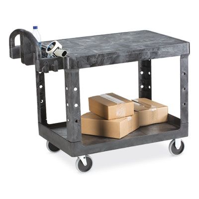 Rubbermaid® Commercial Flat Shelf Utility Cart, Plastic, 2 Shelves, 500 lb Capacity, 19.19