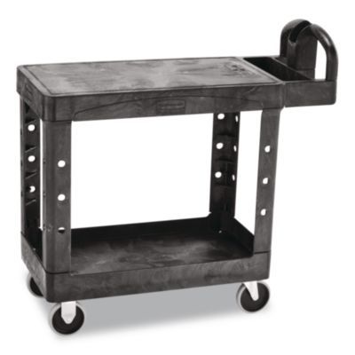 Rubbermaid® Commercial Flat Shelf Utility Cart, Plastic, 2 Shelves, 500 lb Capacity, 19.19