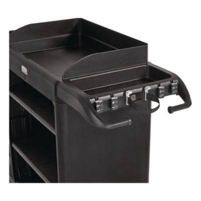 Rubbermaid® Commercial Vacuum Holder, For All Rubbermaid Commercial Full Size and Compact Housekeeping Carts, Plastic, Black, 6/Carton