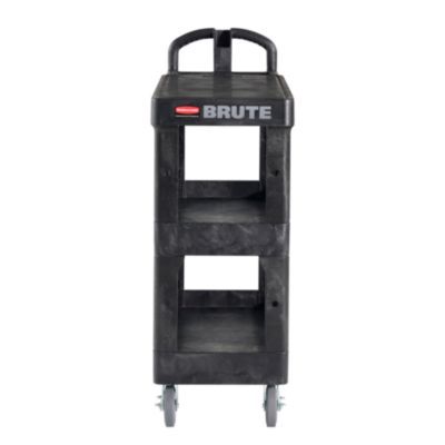 Rubbermaid® Commercial BRUTE 3-Shelf Heavy-Duty Ergo Flat Utility Cart, Plastic, 3 Shelves, 600 lb Capacity, 25.24