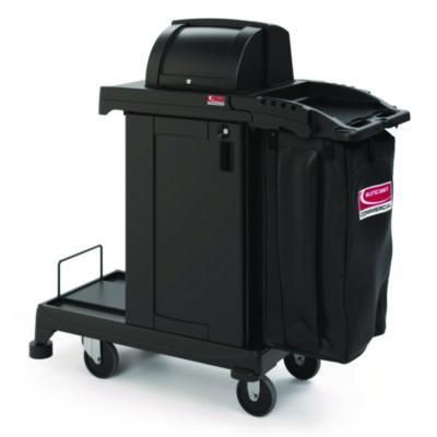 Suncast Commercial® High Security Housekeeping Cart, Plastic, 1 Shelf, 3 Bins, 23.19 x 53.23 x 53.02, Black Suncast Commercial® High Security Housekeeping Cart, Plastic, 1 Shelf, 3 Bins, 23.19 x 53.23 x 53.02, Black