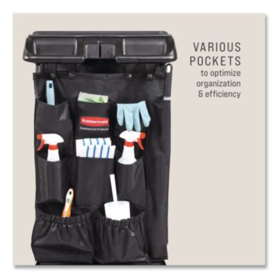 Rubbermaid® Commercial Fabric 9-Pocket Cart Organizer, 19.8 x 1.5 x 27.5, Black, 6/Carton