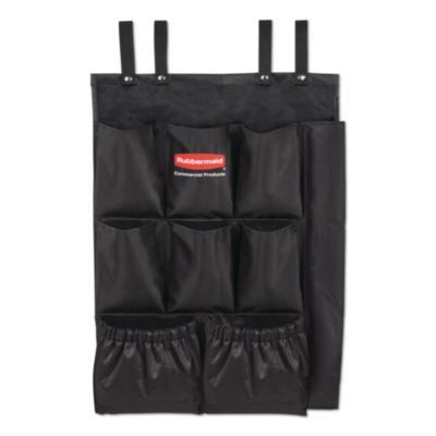 Rubbermaid® Commercial Fabric 9-Pocket Cart Organizer, 19.8 x 1.5 x 27.5, Black, 6/Carton