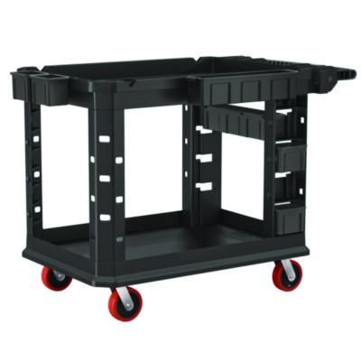 Suncast Commercial® Heavy Duty Plus Utility Cart, Plastic, 2 Shelves, 6 Bins, Capacity, 26.5