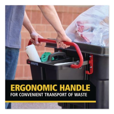 Rubbermaid® Commercial BRUTE Ergonomic Rotomolded Tilt Truck Handle and Caddy, 25.45 x 25.45 x 15, Red/Black