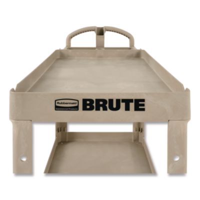 Rubbermaid® Commercial BRUTE Heavy-Duty Utility Cart with Lipped Shelves, Plastic, 2 Shelves, 500 lb Capacity, 25.9