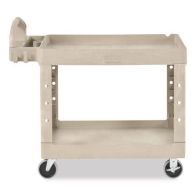 Rubbermaid® Commercial BRUTE Heavy-Duty Utility Cart with Lipped Shelves, Plastic, 2 Shelves, 500 lb Capacity, 25.9