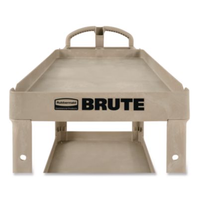 Rubbermaid® Commercial BRUTE Heavy-Duty Utility Cart with Lipped Shelves, Plastic, 2 Shelves, 500 lb Capacity, 17.13