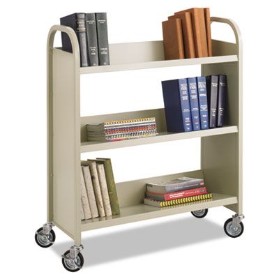 Safco® Steel Single-Sided Book Cart, Metal, 3 Shelves, 300 lb Capacity, 36