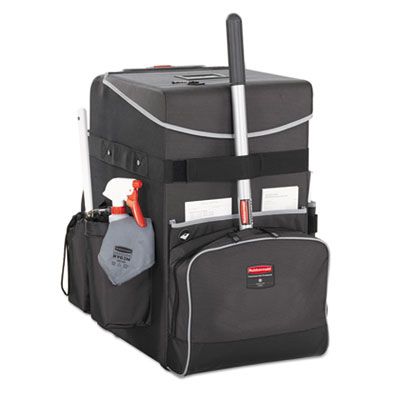 Rubbermaid® Commercial Executive Quick Clean Janitorial Cart, Synthetic Fabric, 16 Compartments, 14.25