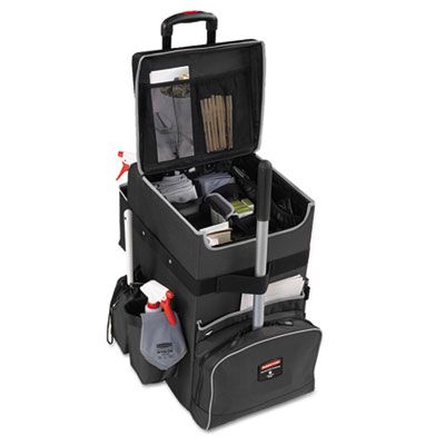 Rubbermaid® Commercial Executive Quick Clean Janitorial Cart, Synthetic Fabric, 16 Compartments, 14.25
