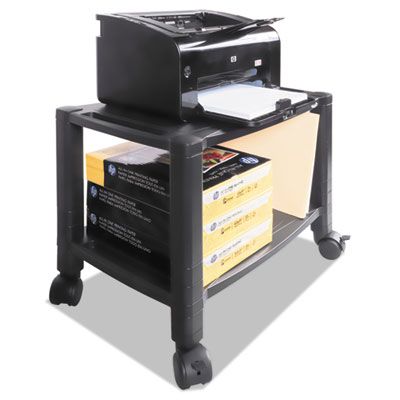 Kantek Height-Adjustable Under-Desk Printer Cart, Plastic, 2 Shelves, 60 lb Capacity, 20