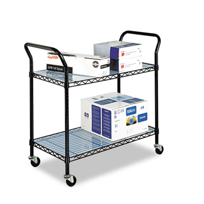 Safco® Wire Utility Cart, Metal, 2 Shelves, 400 lb Capacity, 43.75