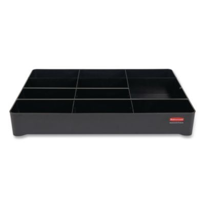 Rubbermaid® Commercial Amenity Organizer for all Rubbermaid Commercial Full Size and Compact Housekeeping Carts, 11 Sections, 18.75 x 3.62, Black