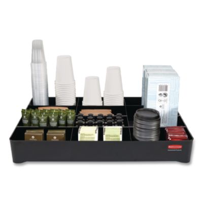 Rubbermaid® Commercial Amenity Organizer for all Rubbermaid Commercial Full Size and Compact Housekeeping Carts, 11 Sections, 18.75 x 3.62, Black