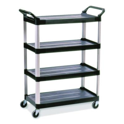 Rubbermaid® Commercial Xtra Utility Cart with Open Sides, Plastic, 4 Shelves, 400 lb Capacity, 40.63
