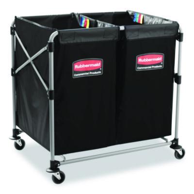 Rubbermaid® Commercial Two-Compartment Collapsible X-Cart, Synthetic Fabric, 2.49 cu ft Bins, 24.1