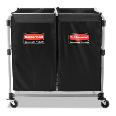 Rubbermaid® Commercial Two-Compartment Collapsible X-Cart, Synthetic Fabric, 2.49 cu ft Bins, 24.1