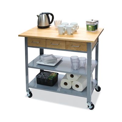 Vertiflex® Countertop Serving Cart, Wood, 3 Shelves, 3 Drawers, 35.5