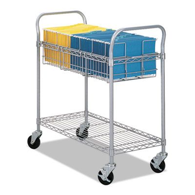 Safco® Dual-Purpose Wire Mail and Filing Cart, Metal, 1 Shelf, 1 Bin, 39
