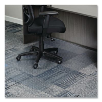 Alera® Studded Chair Mat for Flat to Low Pile Carpeted Floors, Rectangular, Beveled Edges, 46