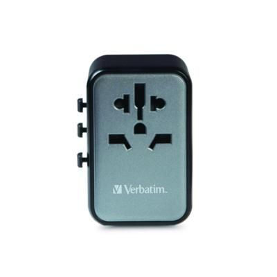 Verbatim® UTA-08 Universal Travel Adapter, (3) USB-A/(3) USB-C