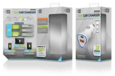 ByTech® PD Car Charger, 30 W, Two-3 A Ports, White