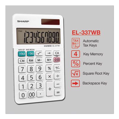 Sharp® EL-377WB Large Pocket Calculator, 10-Digit LCD