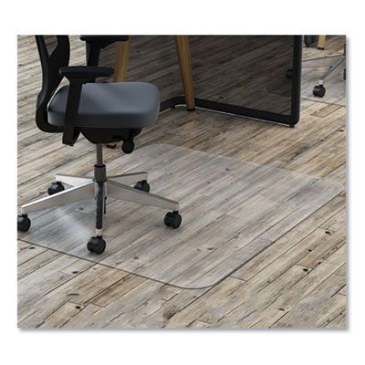 deflecto® EconoMat Non-Studded All Day Use Chair Mat for Hard Floors, Rectangular, 45" x 53", Clear, Ships Rolled