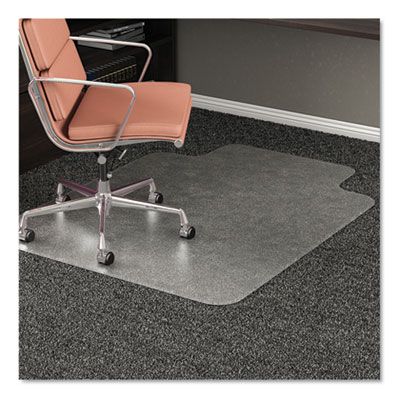 deflecto® RollaMat Frequent Use Chair Mat for Medium Pile Carpet, Rectangular with Lip, Beveled Edges, 36" x 48", Clear, Ships Flat