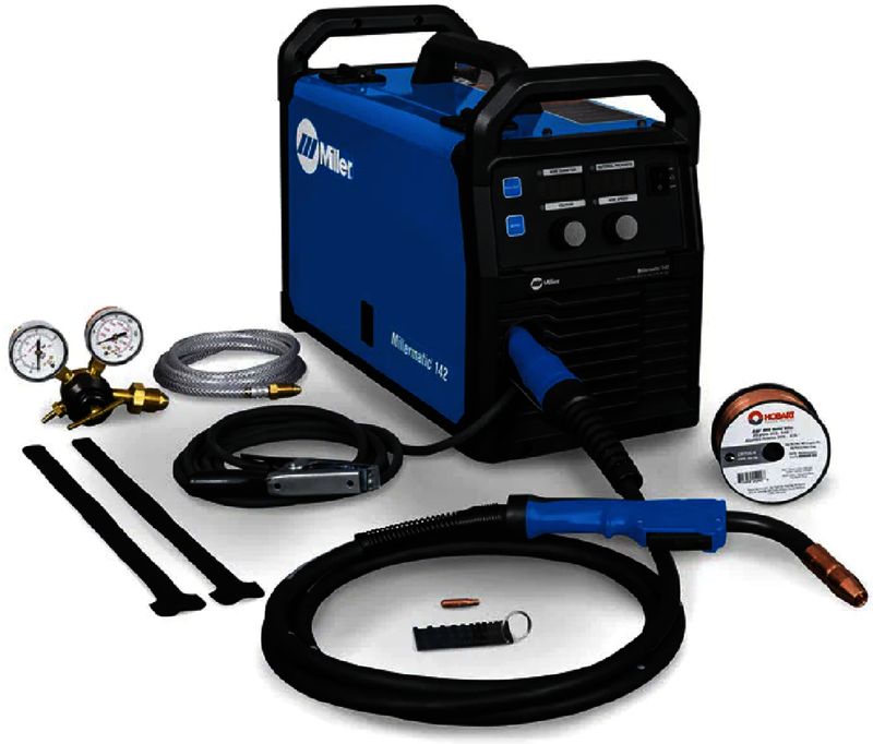 Miller® Millermatic® 142 Single Phase MIG Welder With 110 - 120 Input Voltage, 140 Amp Max Output, Auto-Set™ Technology, Auto Spool Gun Detection And Accessory Package Miller® Millermatic® 142 Single Phase MIG Welder With 110 - 120 Input Voltage, 140 Amp Max Output, Auto-Set™ Technology, Auto Spool Gun Detection And Accessory Package